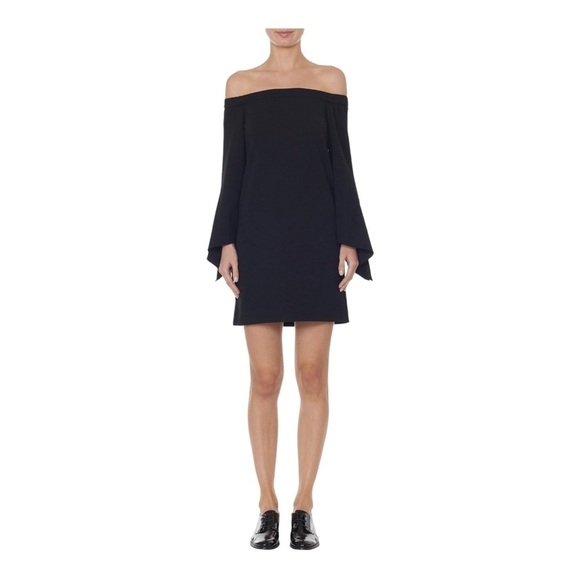 Tibi Structured Crepe Off-the-Shoulder Dress black - Picture 1 of 12